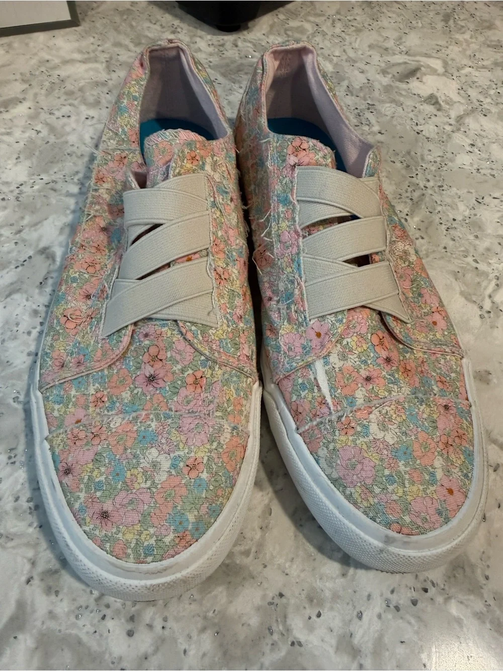 Blowfish Pastel Floral Slip-On Sneakers - Pink, Blue, Peach Size 9